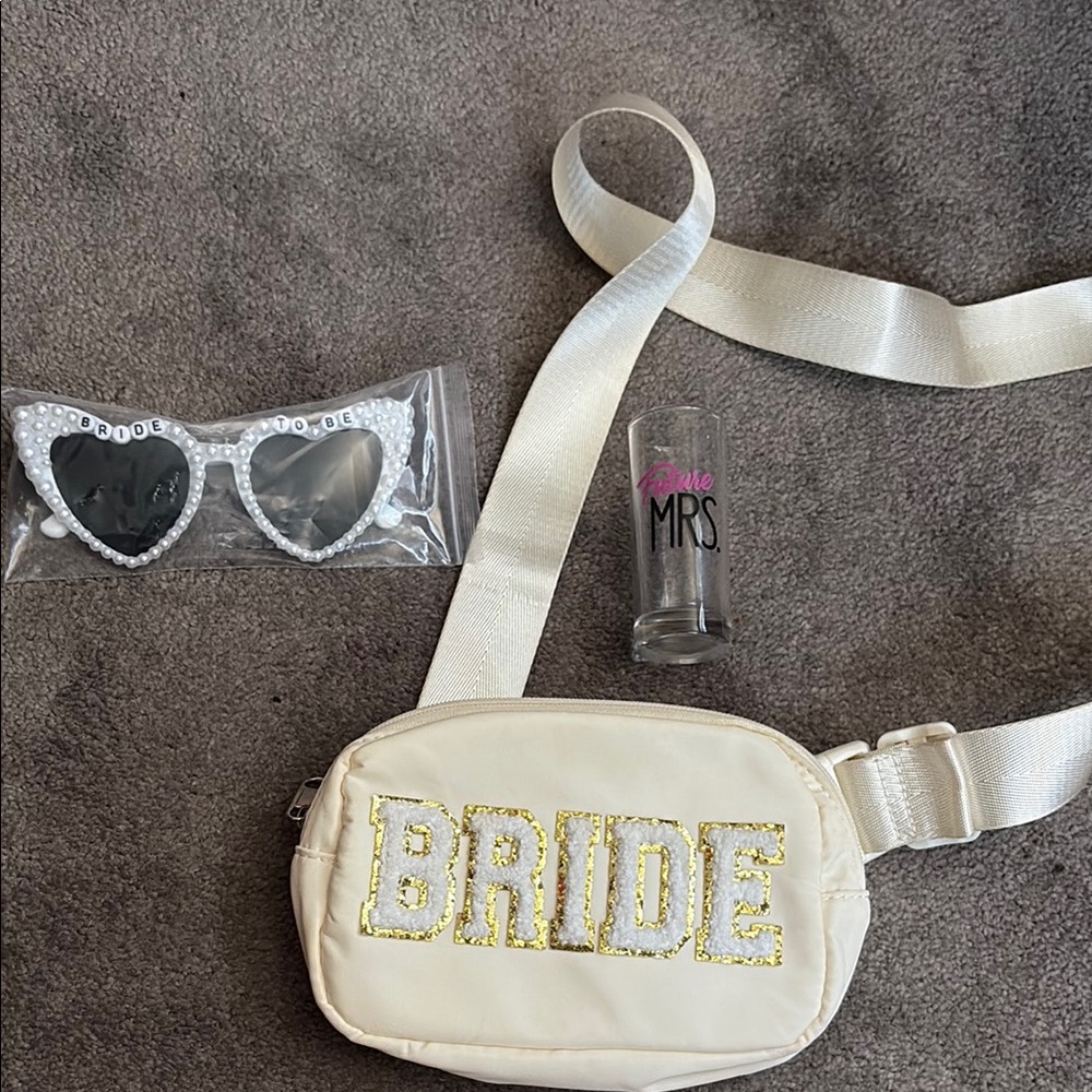 Bride Fanny Pack with Sunglasses and Shot Glass
